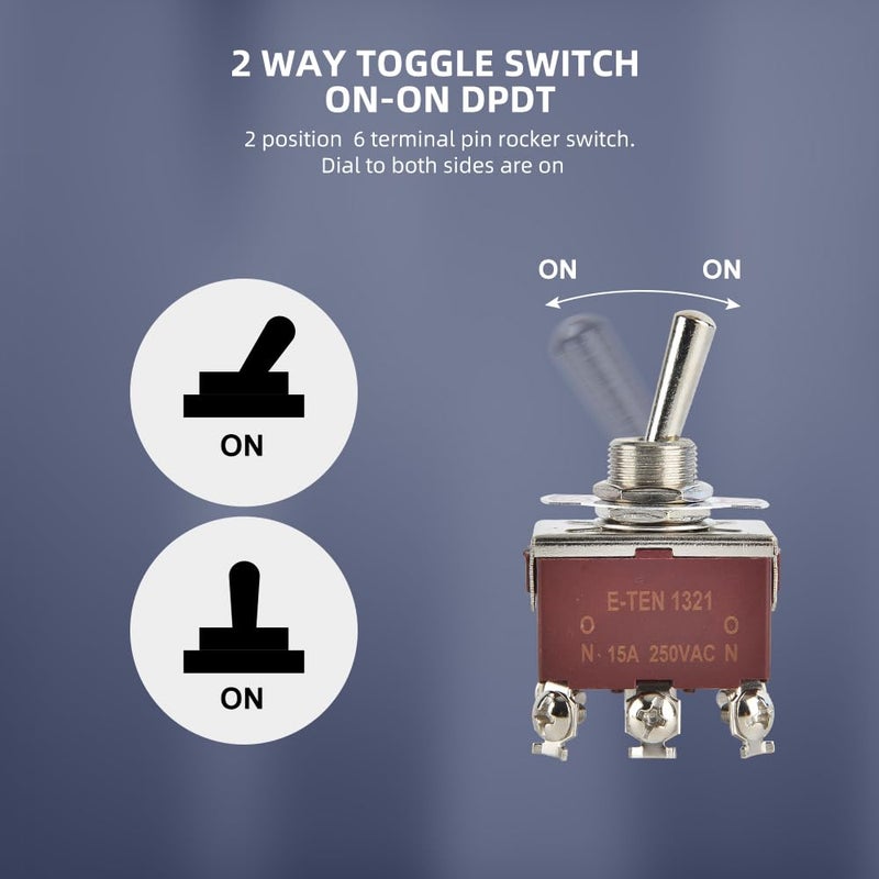 cnaodun مفتاح تبديل مقاوم للماء ON-ON 30A 12VDC/15A 250VAC 6 دبابيس 2 وضعية مفتاح DPDT بحماية ضد الطقس لسيارة أو قارب (عبوة من 4)  - Image 4